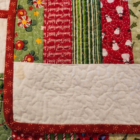 Vintage 90s Handmade Set of 6 Christmas Placemats Reversible Snowmen Trees light - Picture 5 of 6